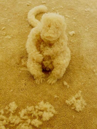 巴西藝術家做地毯雕塑絨毛小猴